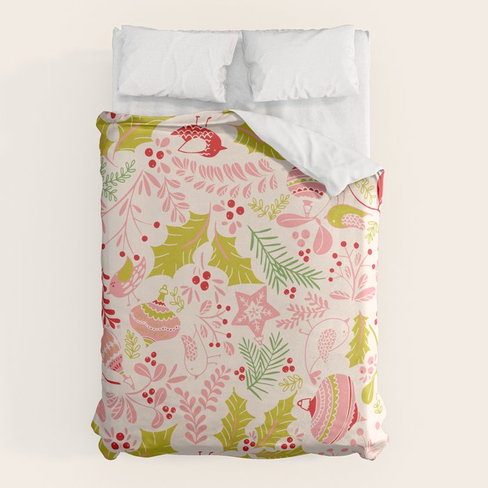 Wonderful ditsy holiday joy pink Duvet Cover Gallery Image 6