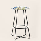 Blue Yellow Spring Birds Flowers Easter Watercolor Design All OVer Stool Gallery Image 1