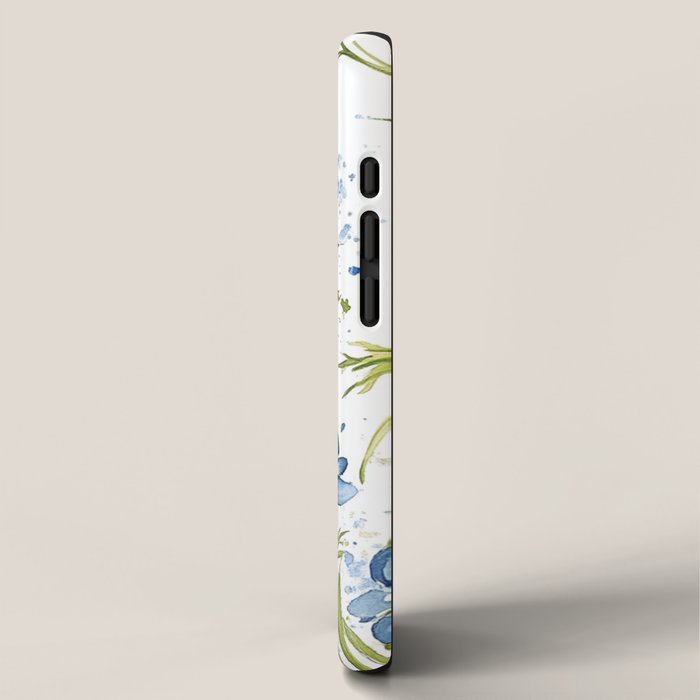 Blue Yellow Spring Birds Flowers Easter Watercolor Design All OVer iPhone Case Gallery Image 2