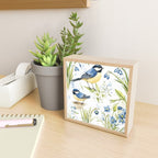 Blue Yellow Spring Birds Flowers Easter Watercolor Design All OVer Mini Art Print Gallery Image 2
