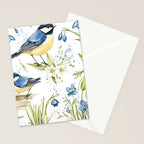 Blue Yellow Spring Birds Flowers Easter Watercolor Design All OVer Stationery Card Gallery Image 2