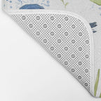 Blue Yellow Spring Birds Flowers Easter Watercolor Design All OVer Bath Mat Gallery Image 2