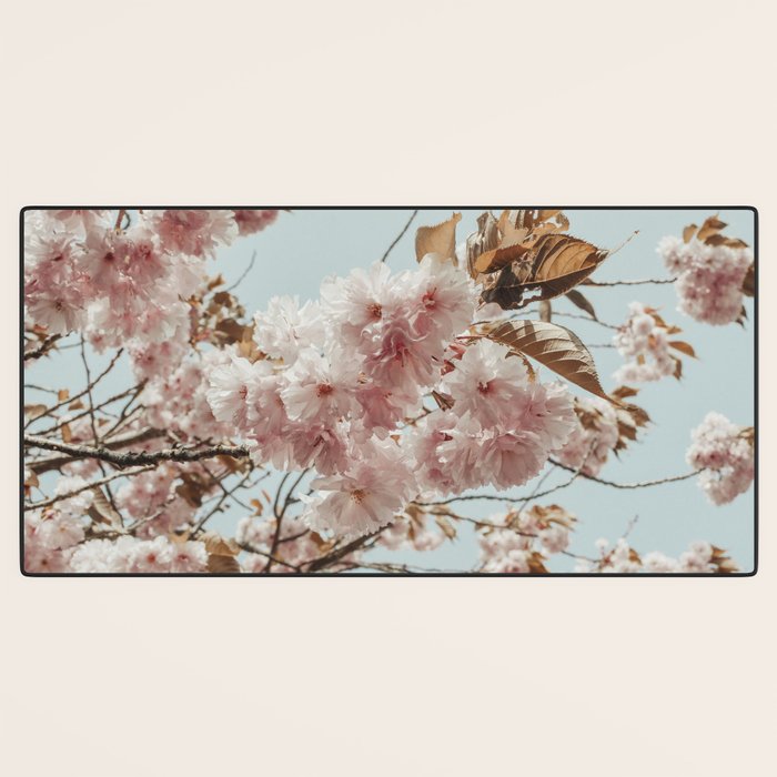 Pink Blossoms - pastel pink flowers cottage core floral grannycore Desk Mat Gallery Image 3