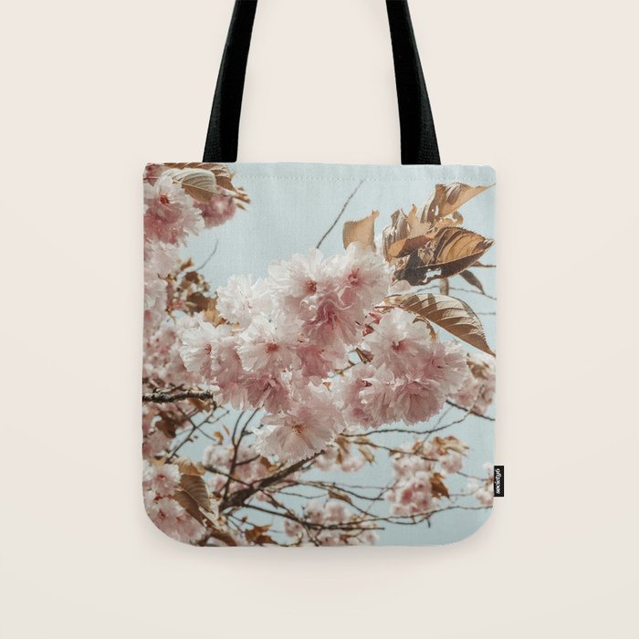 Pink Blossoms - pastel pink flowers cottage core floral grannycore Tote Bag Gallery Image 1