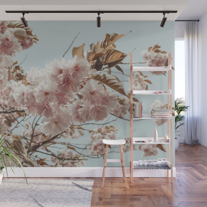 Pink Blossoms - pastel pink flowers cottage core floral grannycore Wall Mural Gallery Image 1