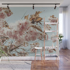 Pink Blossoms - pastel pink flowers cottage core floral grannycore Wall Mural Gallery Image 1