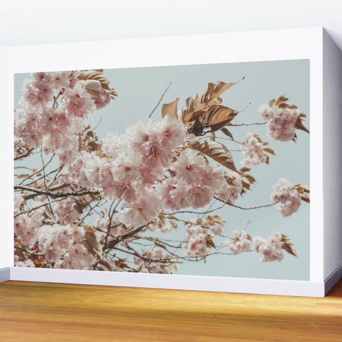 Pink Blossoms - pastel pink flowers cottage core floral grannycore Wall Mural Gallery Image 2