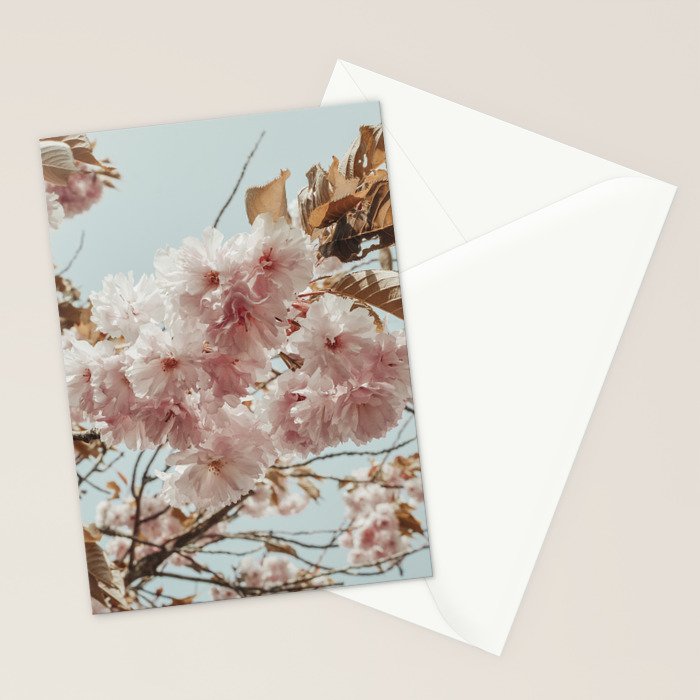 Pink Blossoms - pastel pink flowers cottage core floral grannycore Stationery Card Gallery Image 2