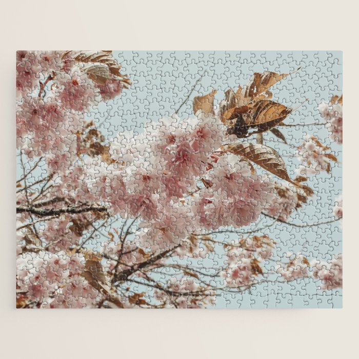Pink Blossoms - pastel pink flowers cottage core floral grannycore Jigsaw Puzzle Gallery Image 1