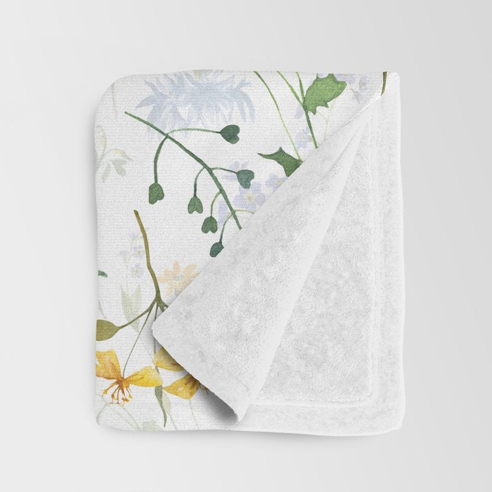 Scandinavian Midsummer Blue And Yellow Wildflowers Meadow  Throw Blanket Gallery Image 3