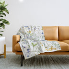 Scandinavian Midsummer Blue And Yellow Wildflowers Meadow  Throw Blanket Gallery Image 1