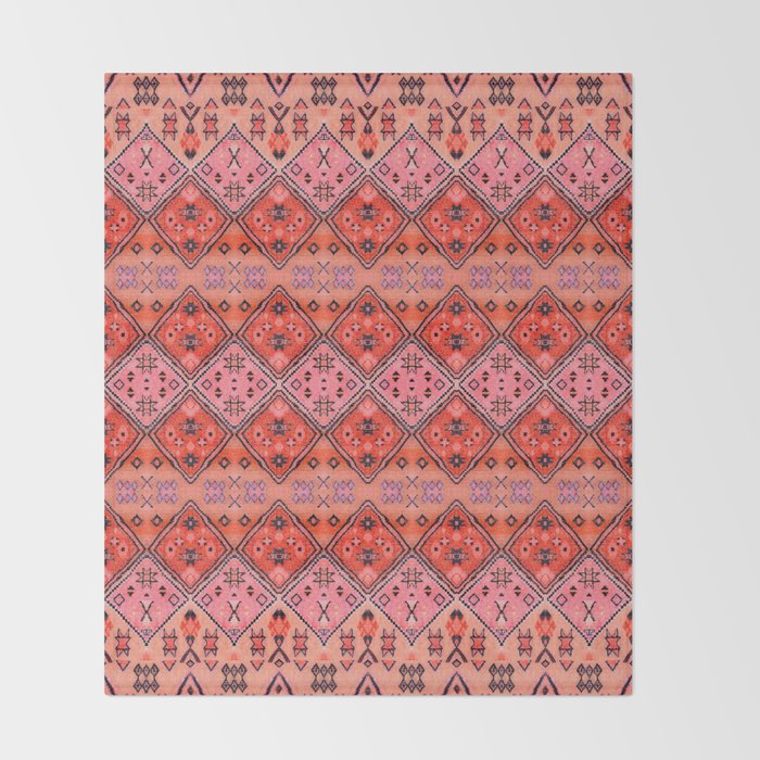 Bohemian Berber Orange Handmade Moroccan Fabric Texture Throw Blanket Gallery Image 2