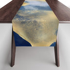 Blue and Gold Textured Abstract Marble Art Print Table Runner Gallery Image 1