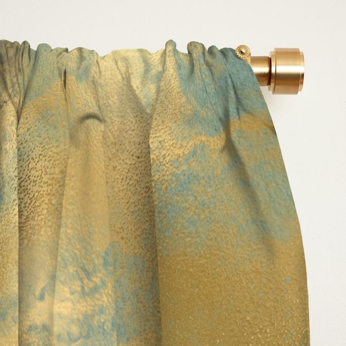 Blue and Gold Textured Abstract Marble Art Print Window Curtain Gallery Image 2