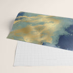Blue and Gold Textured Abstract Marble Art Print Wrapping Paper Gallery Image 2