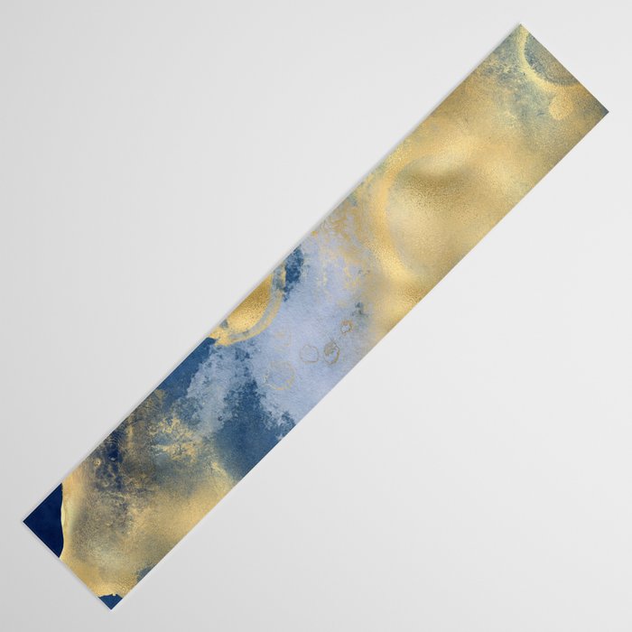 Blue and Gold Textured Abstract Marble Art Print Table Runner Gallery Image 3