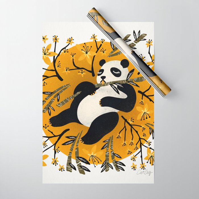 Panda Vibes - Marigold Palette Wrapping Paper Gallery Image 1
