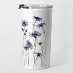 Blue Cornflowers, Illustration Travel Mug Gallery Image 3
