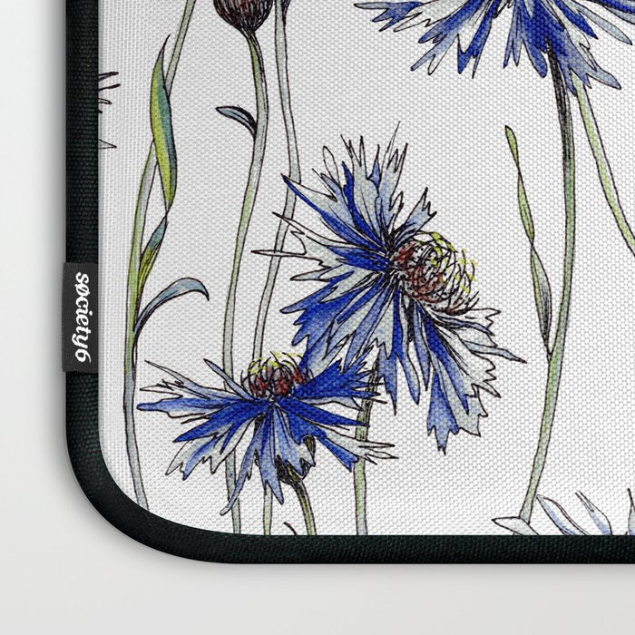 Blue Cornflowers, Illustration Laptop Sleeve Gallery Image 3