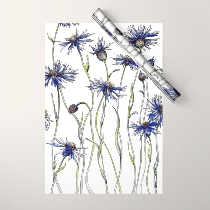 Blue Cornflowers, Illustration Wrapping Paper Gallery Image 1