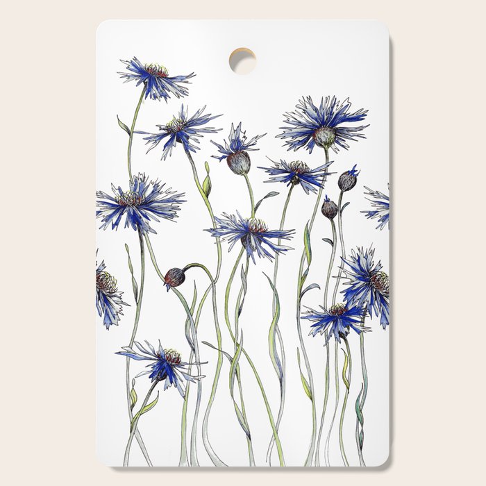 Blue Cornflowers, Illustration Cutting Board Gallery Image 1