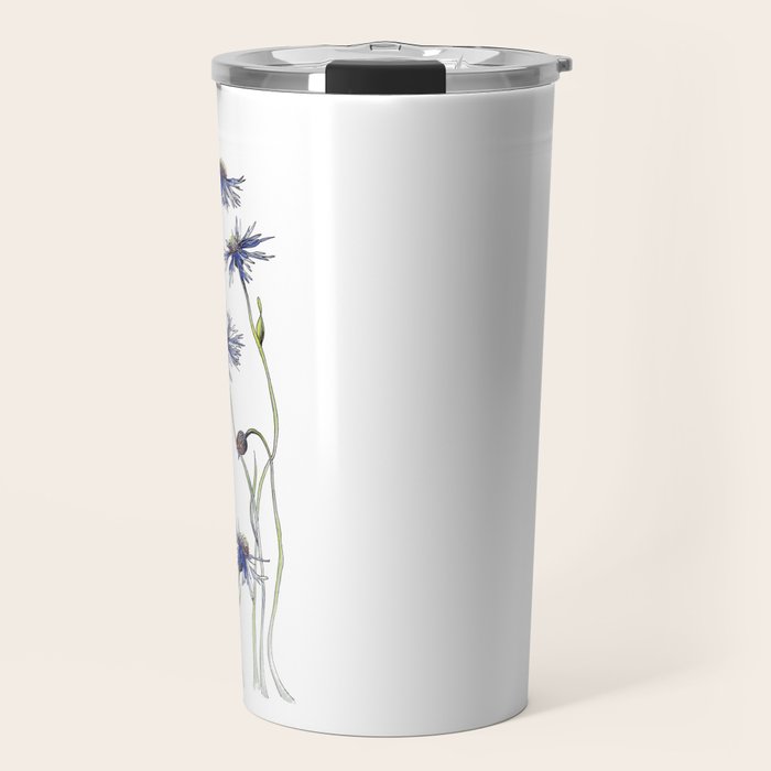 Blue Cornflowers, Illustration Travel Mug Gallery Image 1