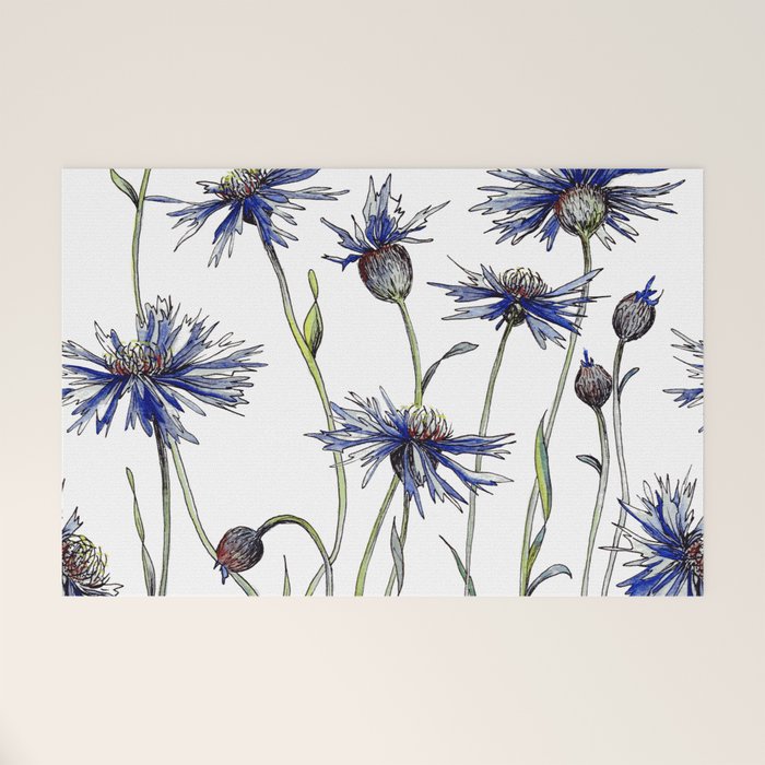 Blue Cornflowers, Illustration Welcome Mat Gallery Image 1