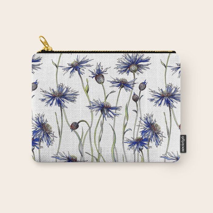 Blue Cornflowers, Illustration Carry All Pouch Gallery Image 1