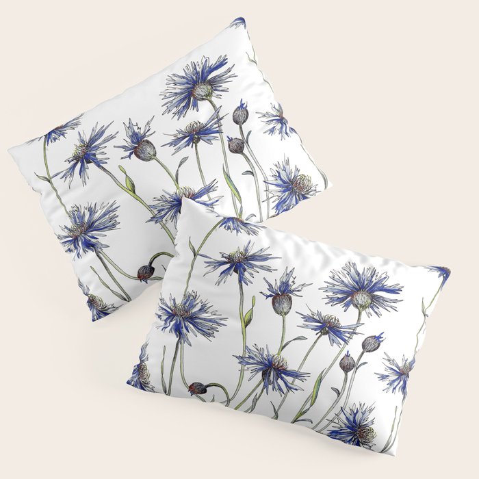 Blue Cornflowers, Illustration Pillow Sham Gallery Image 3