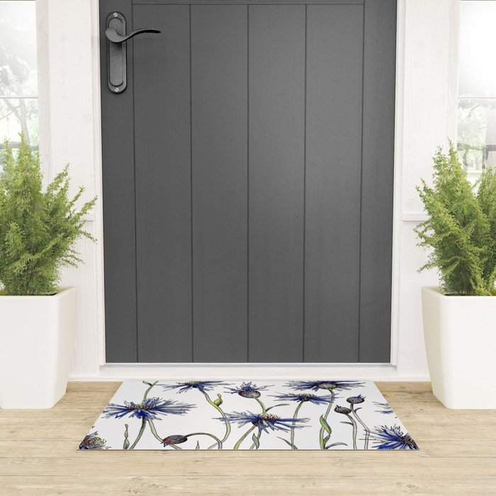 Blue Cornflowers, Illustration Welcome Mat Gallery Image 3
