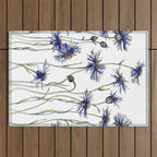 Blue Cornflowers, Illustration Outdoor Rug Gallery Image 1