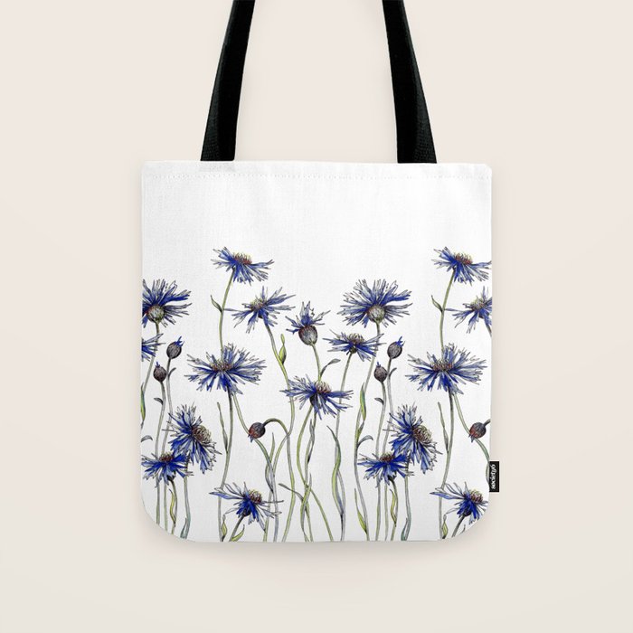 Blue Cornflowers, Illustration Tote Bag Gallery Image 1