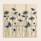 Blue Cornflowers, Illustration Wood Wall Art Gallery Image 1