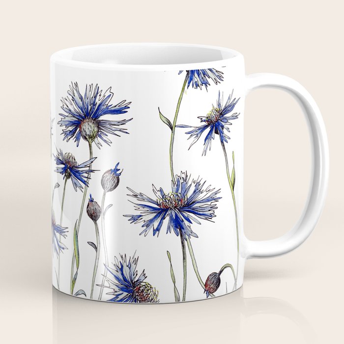 Blue Cornflowers, Illustration Coffee Mug Gallery Image 1