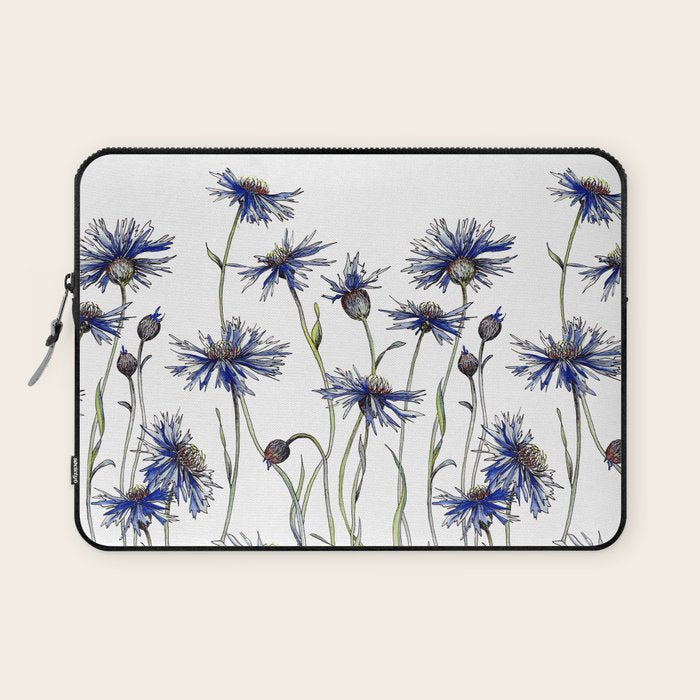 Blue Cornflowers, Illustration Laptop Sleeve Gallery Image 1
