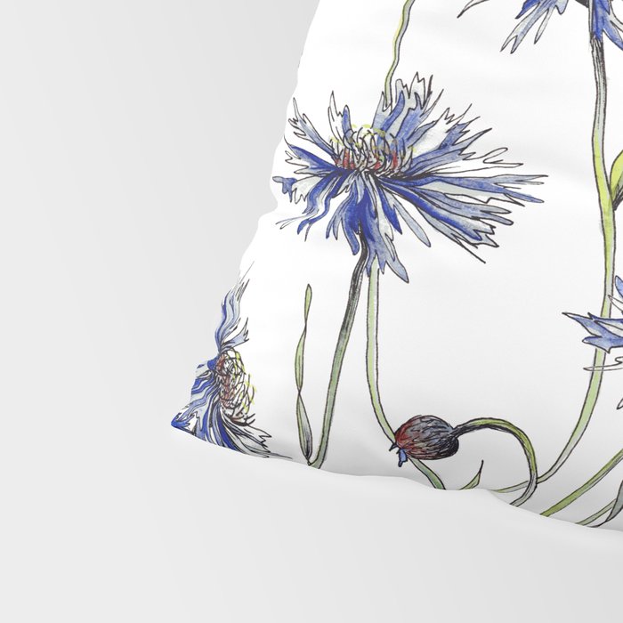 Blue Cornflowers, Illustration Pillow Sham Gallery Image 4