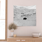 Black and White Bison Wall Tapestry Gallery Image 2