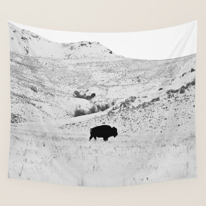 Black and White Bison Wall Tapestry Gallery Image 4
