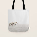 White Camargue Horses - Minimalist Nature Photography Tote Bag Gallery Image 1