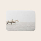 White Camargue Horses - Minimalist Nature Photography Bath Mat Gallery Image 1
