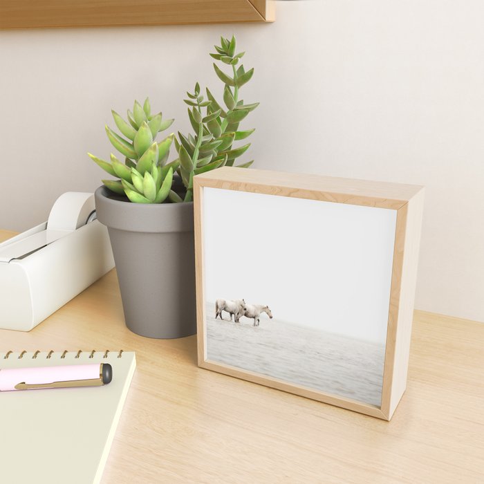 White Camargue Horses - Minimalist Nature Photography Mini Art Print Gallery Image 2