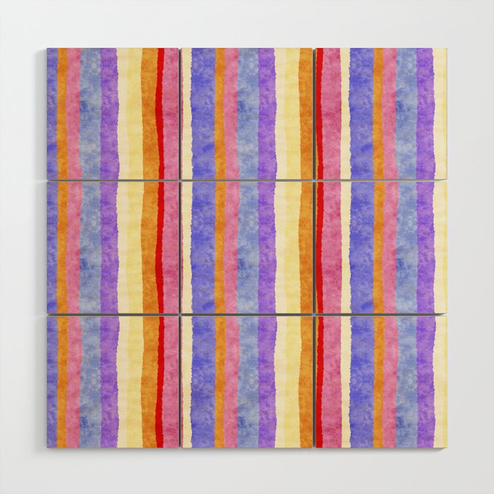 Colorful tye&die stripes Wood Wall Art Gallery Image 1