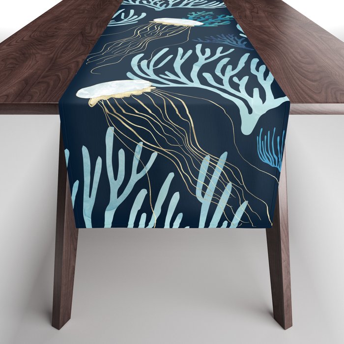 Jellyfish and Coral-Navy Table Runner Gallery Image 1