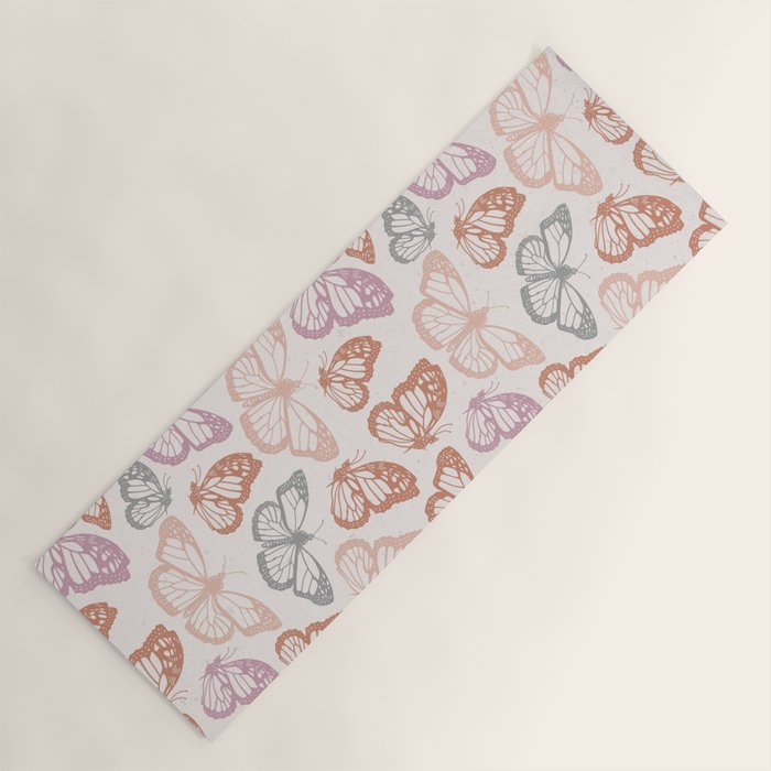 Orange & Pink Butterfly Pattern Yoga Mat Gallery Image 1