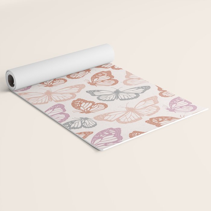 Orange & Pink Butterfly Pattern Yoga Mat Gallery Image 2