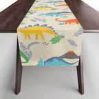Jurassic Dinosaurs in Primary Colors Table Runner Gallery Image 1
