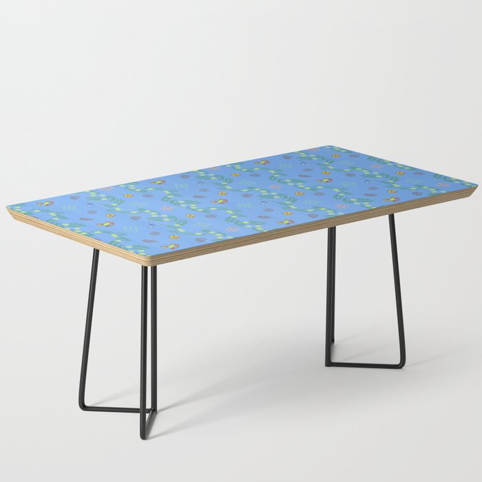 Whimsical Tiny Toys & Pine Branches in Blue Coffee Table Gallery Image 1
