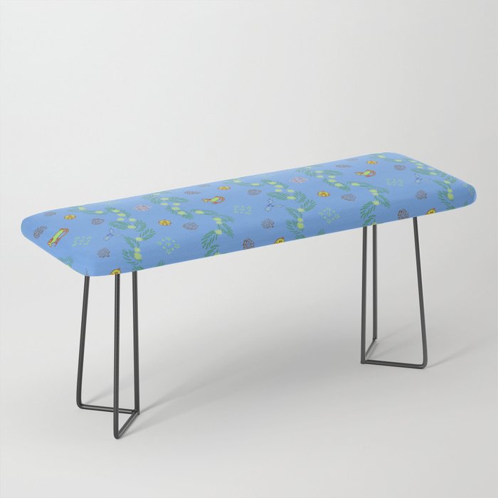 Whimsical Tiny Toys & Pine Branches in Blue Bench Gallery Image 1