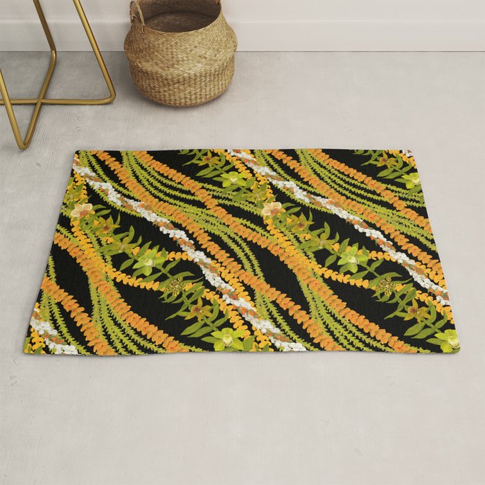Diagonal Lei with more pakalana to add more green to the design Rug Gallery Image 1