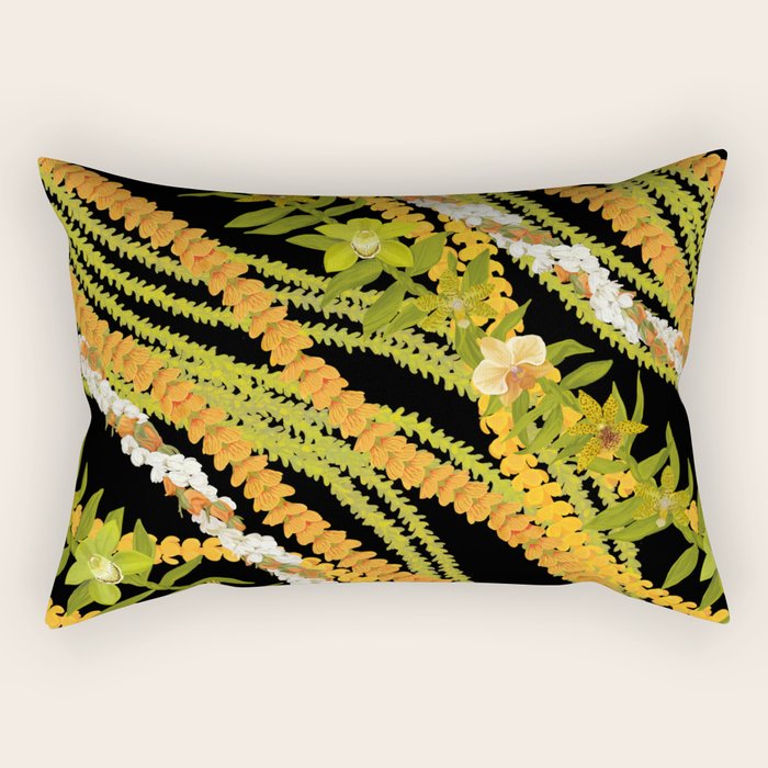 Diagonal Lei with more pakalana to add more green to the design Rectangular Pillow Gallery Image 1